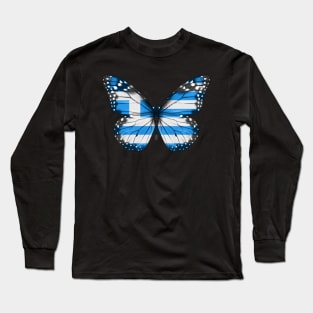 Greek Flag  Butterfly - Gift for Greek From Greece Long Sleeve T-Shirt